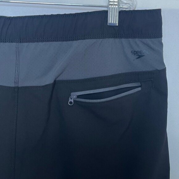 Speedo Swim Shorts Trunks Mens XXL Black Mesh Lining Adjustable Waist Pocket - Picture 6 of 9